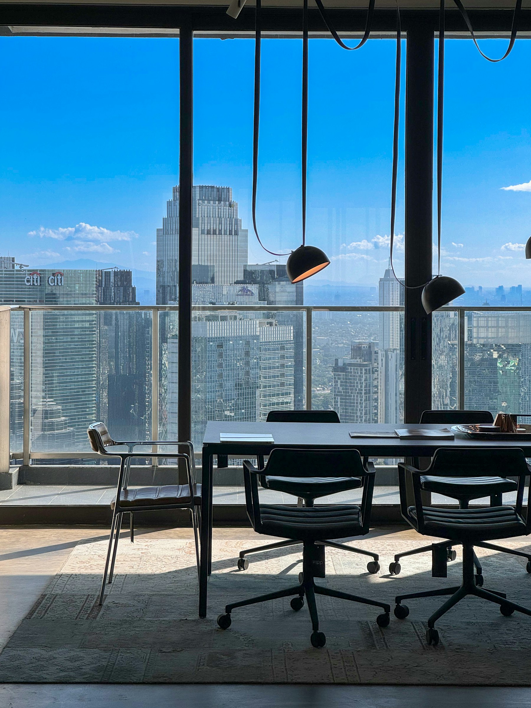 Jakarta skyline seen from a modern office